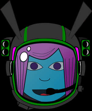 Cartoon Alienin Spacesuit Headshot PNG image with transparent background