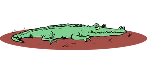 Cartoon Alligator Resting PNG Image