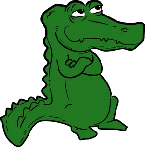 Cartoon Alligator Standing Confidently.png PNG Image