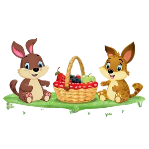 Cartoon Animal Picnic Scene Png 06252024 PNG Image