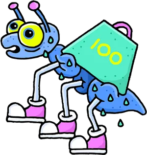 Cartoon Ant Carrying Water Droplet PNG Image