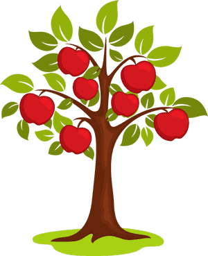 Cartoon Apple Tree Fullof Red Apples PNG image with transparent background