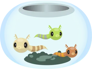 Cartoon Aquarium Fish Friends PNG Image