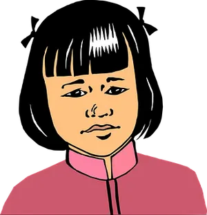 Cartoon Asian Child Portrait PNG Image