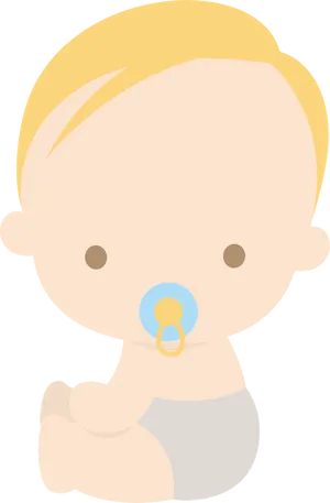 Cartoon Baby With Pacifier PNG Image