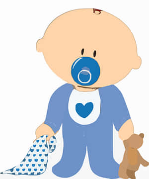 Cartoon Baby With Pacifierand Teddy Bear PNG image with transparent background