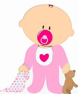 Cartoon Baby With Pacifierand Teddy Bear PNG with transparent background