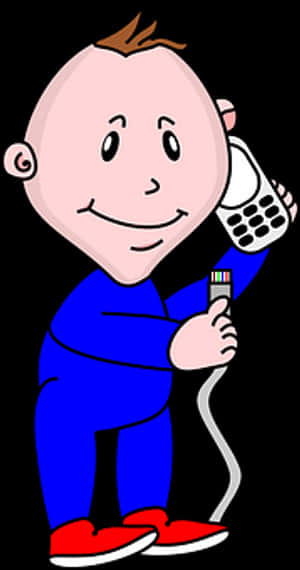 Cartoon Baby With Phone PNG image with transparent background