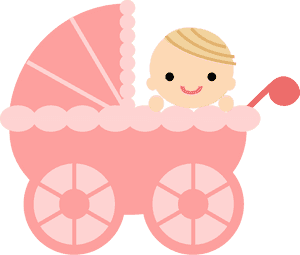 Cartoon Babyin Pink Stroller PNG image with transparent background