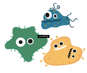 Cartoon Bacteria Friends PNG Image