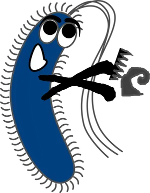 Cartoon Bacteria With Broomand Dustpan PNG Image