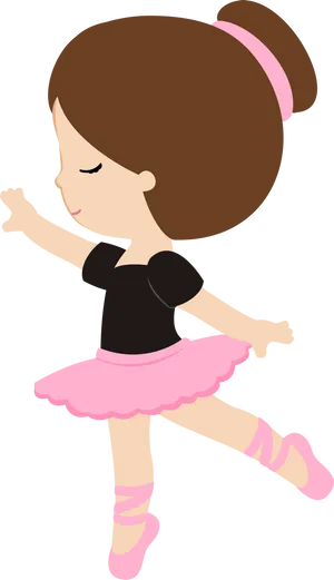 Cartoon Ballerinain Pink Tutu PNG Image