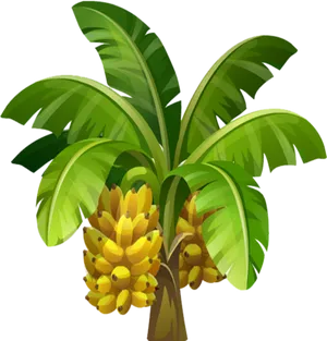 Cartoon Banana Tree Illustration PNG Image