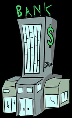 Cartoon Bank Building Illustration PNG with transparent background