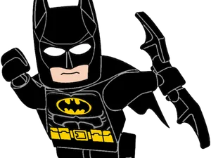 Cartoon Batman Ready For Action PNG Image