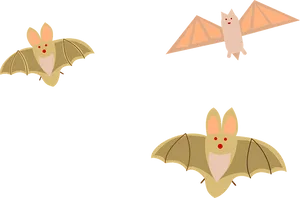 Cartoon Bats Flying Night PNG Image