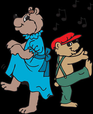 Cartoon Bears Dancing PNG image with transparent background