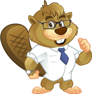 Cartoon Beaver Business Attire PNG Image