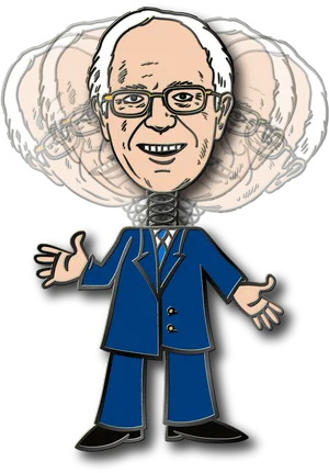 Cartoon Bernie Sanders Spring Head PNG Image