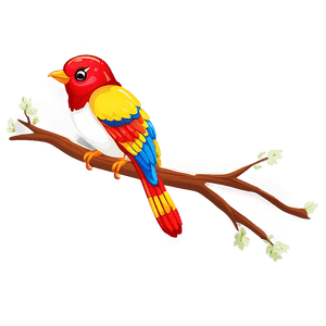 Cartoon Bird on Branch PNG 06202024 PNG
