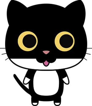 Cartoon Black Cat Big Eyes PNG Image