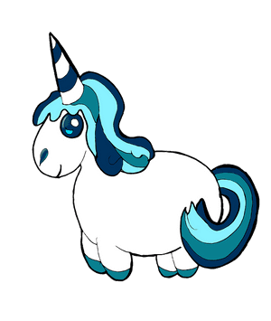 Cartoon Blue Maned Unicorn PNG image with transparent background