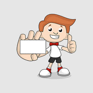 Cartoon Boy Holding Signand Thumbs Up PNG image with transparent background