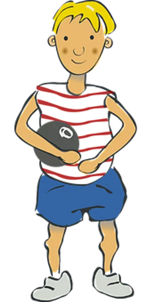 Cartoon Boy Holding Soccer Ball PNG Image