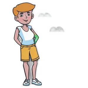 Cartoon Boy Leaning Against Wall PNG Image