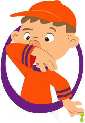 Cartoon Boy Sneezing PNG Image