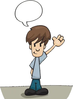 Cartoon Boy Waving Goodbye PNG Image