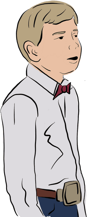 Cartoon Boyin White Shirtand Bow Tie PNG image with transparent background