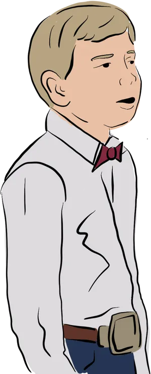 Cartoon Boyin White Shirtand Bow Tie PNG Image