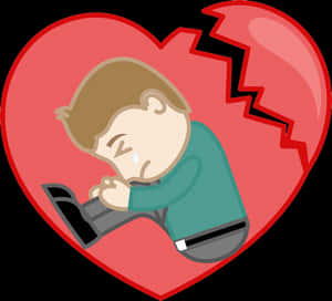 Cartoon Broken Heart Sadness PNG image with transparent background