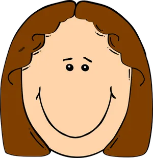 Cartoon Brown Hair Person Smiling PNG Image