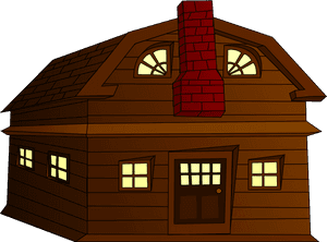 Cartoon Brown Housewith Red Chimney PNG image with transparent background