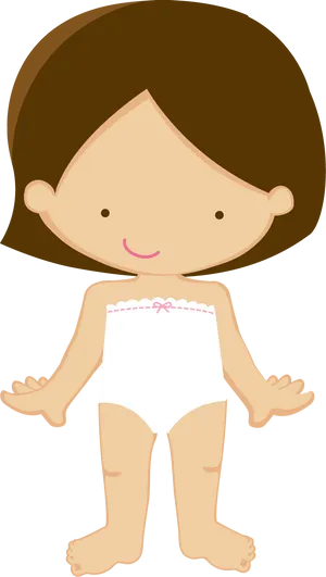 Cartoon Brunette Doll In Underwear PNG Image