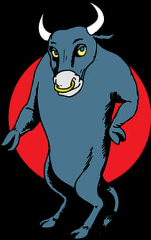 Cartoon Bull Standing Red Background PNG image with transparent background