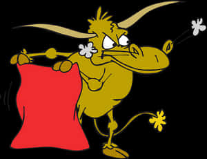 Cartoon Bull With Matador Cape PNG image with transparent background