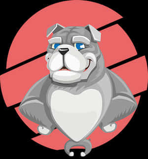 Cartoon Bulldog Red Background PNG image with transparent background