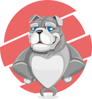 Cartoon Bulldog Red Background PNG Image