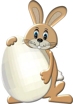 Cartoon Bunnywith Giant Egg PNG Image