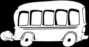 Cartoon Bus Blackand White PNG image with transparent background