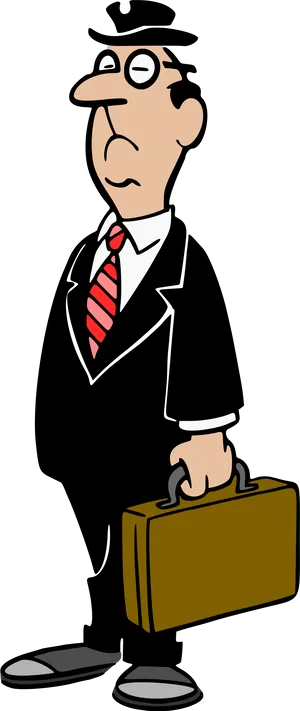 Cartoon Businessman With Briefcase PNG Image