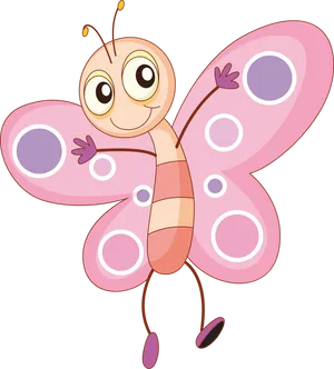 Cartoon Butterfly Character PNG Image