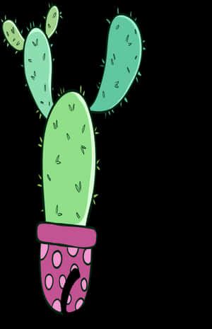 Cartoon Cactusin Polka Dot Pot PNG with transparent background