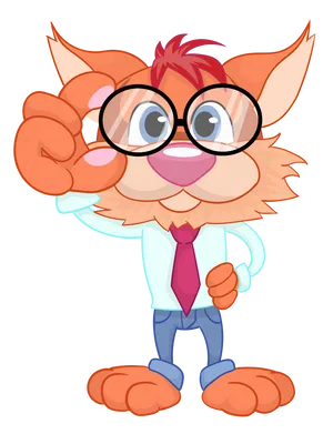 Cartoon Cat Business Attire Glasses PNG Image