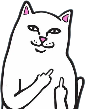 Cartoon Cat Giving Middle Finger PNG Image