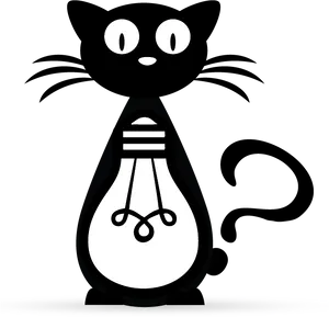 Cartoon Cat Lightbulb Illustration PNG Image