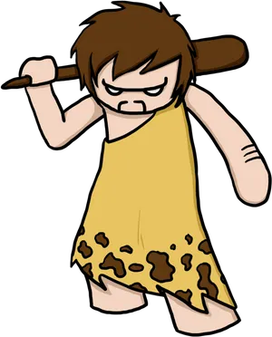 Cartoon Caveman With Club.png PNG Image